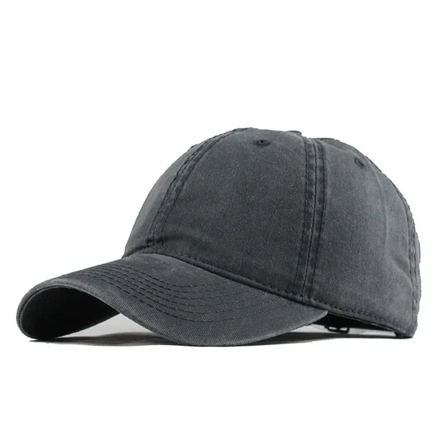 100% Washed Cotton Solid Color Snapback Baseball Cap