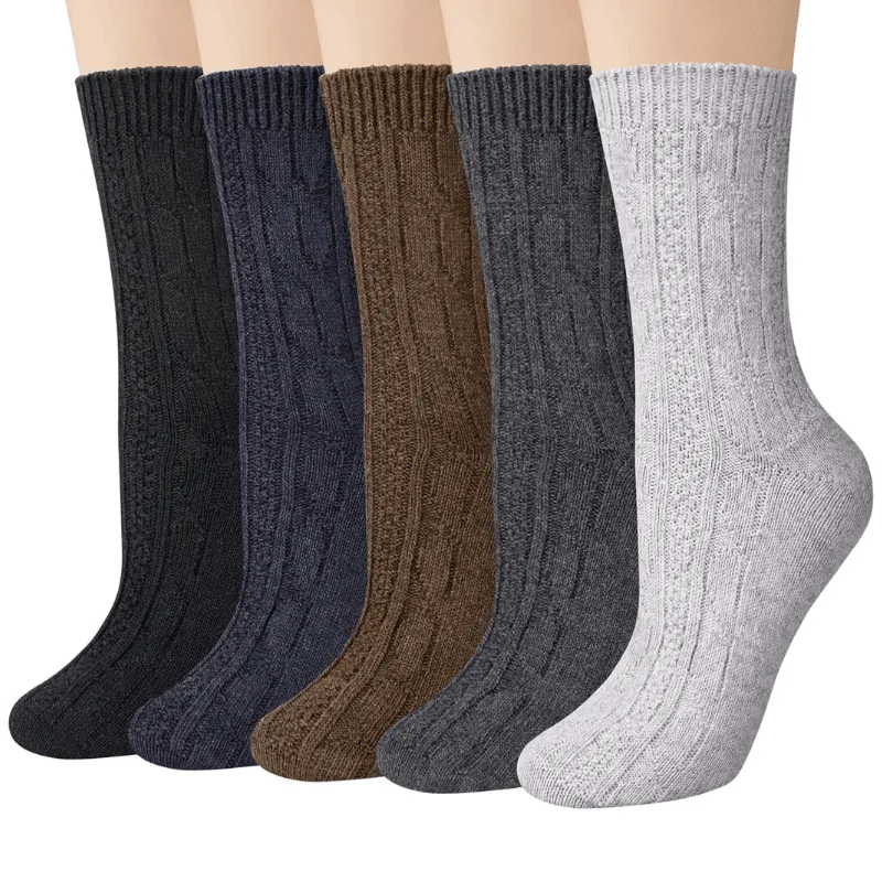 5 Pairs Insulated Wool Blend Socks – Warmth and Style