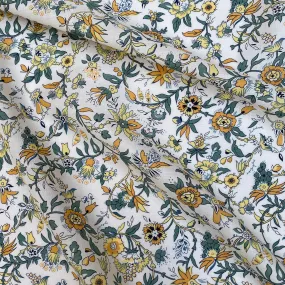 58" LIBERTY Cotton Yellow Floral Fabric (By the yard)