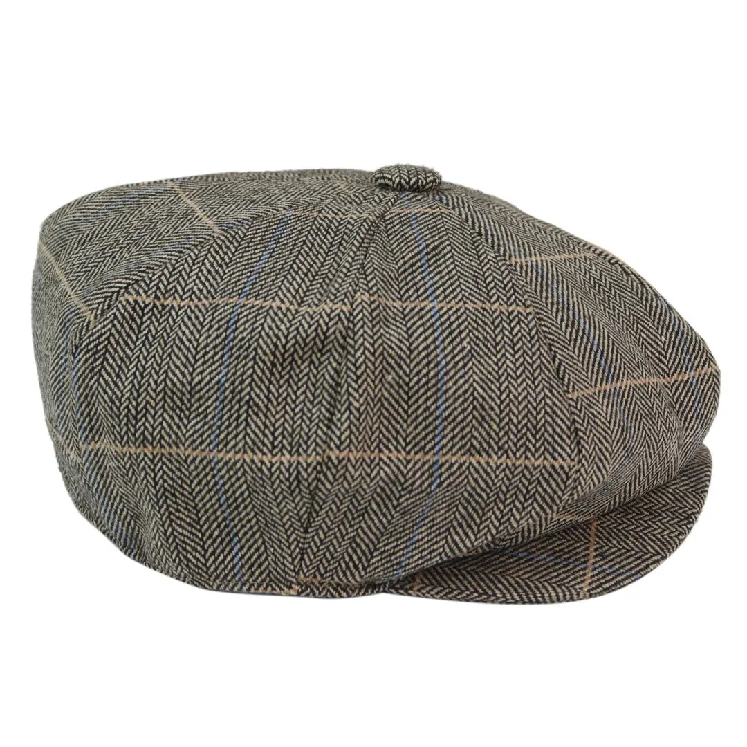 Albert - Men's 8 Panel Hat Wool Newsboy Flat Cap Grandad 1920s Peaky Blinders