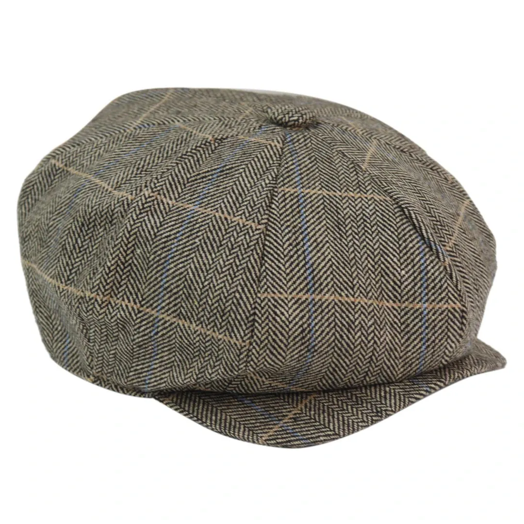 Albert - Men's 8 Panel Hat Wool Newsboy Flat Cap Grandad 1920s Peaky Blinders