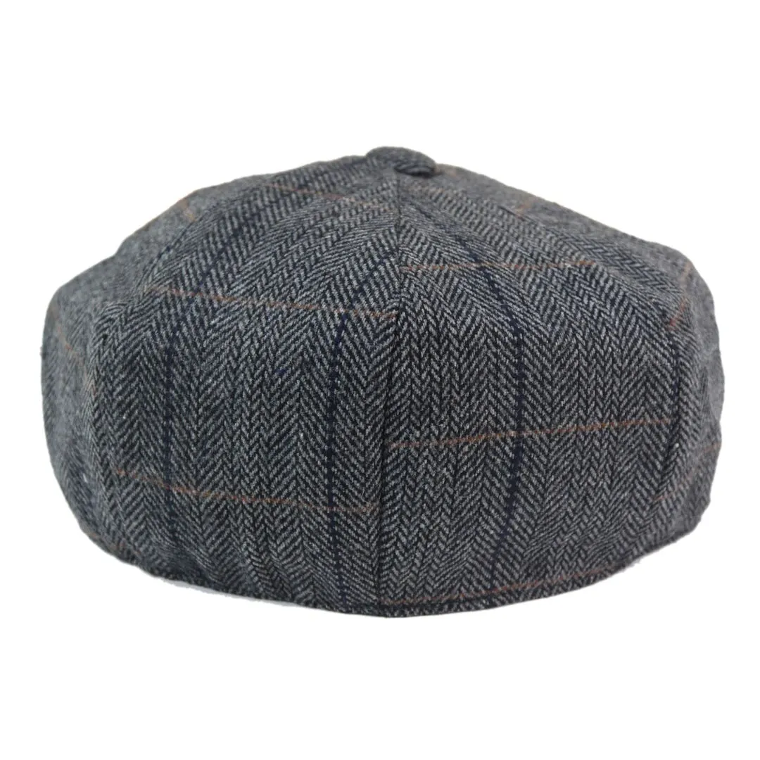 Albert - Men's 8 Panel Hat Wool Newsboy Flat Cap Grandad 1920s Peaky Blinders