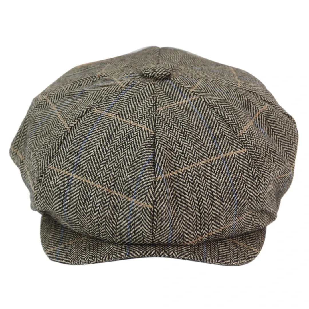 Albert - Men's 8 Panel Hat Wool Newsboy Flat Cap Grandad 1920s Peaky Blinders