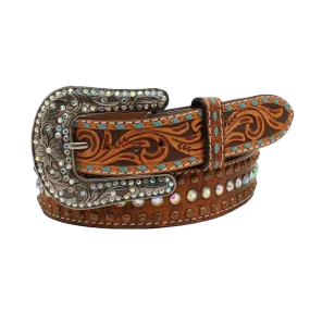 Angel Ranch Ladies Tooled Tab Feathered Arrow Brown Belt D140001308