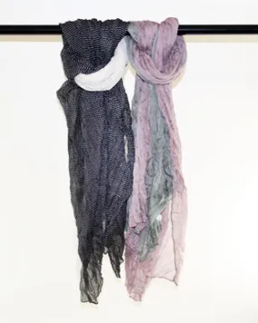 Assorted Half-Plain/Half Polkadot Scarves