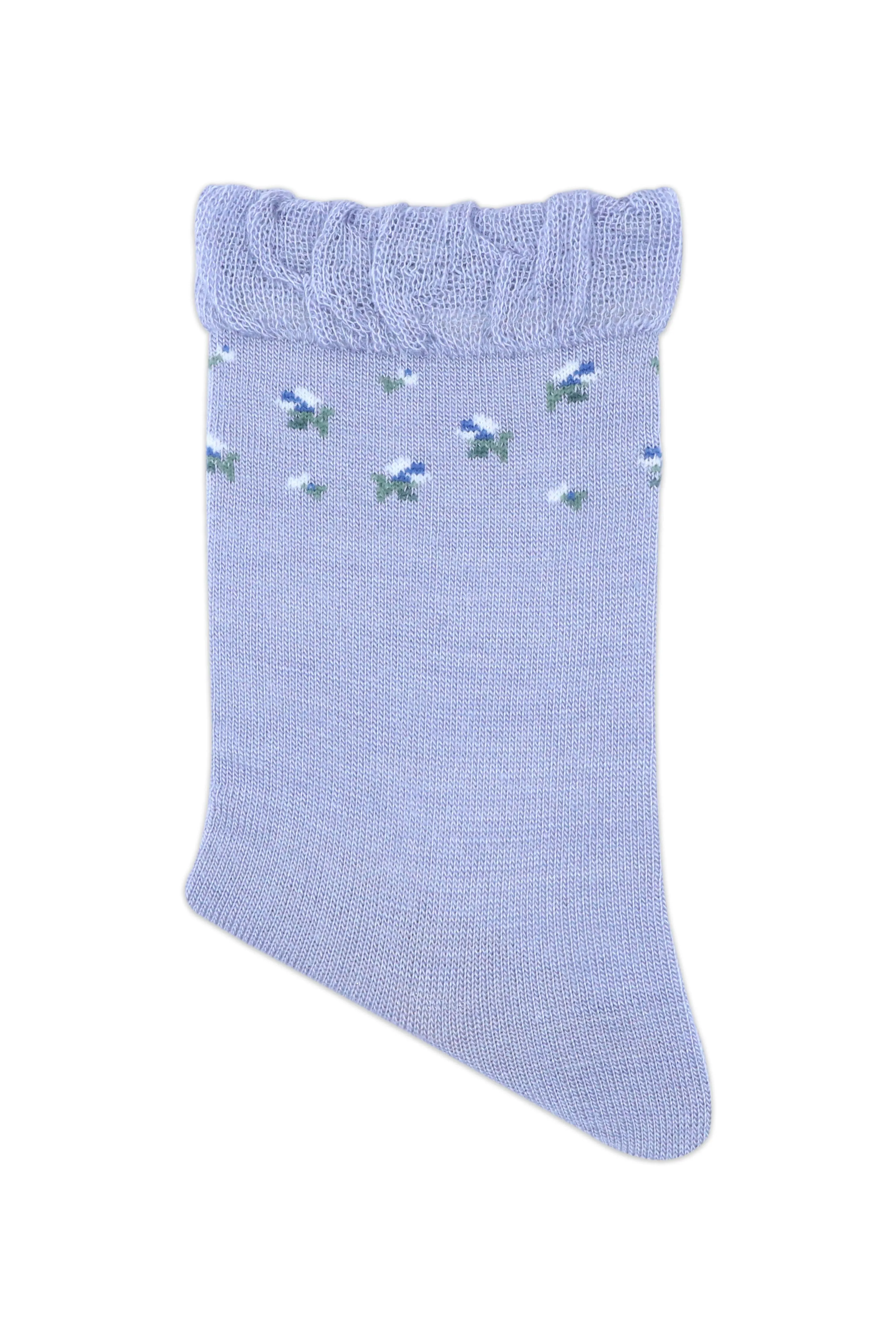 Balenzia Women's Floral design Woolen high ankle Socks- Blue,Pink,Purple-(Pack of 3 Pairs/1U)