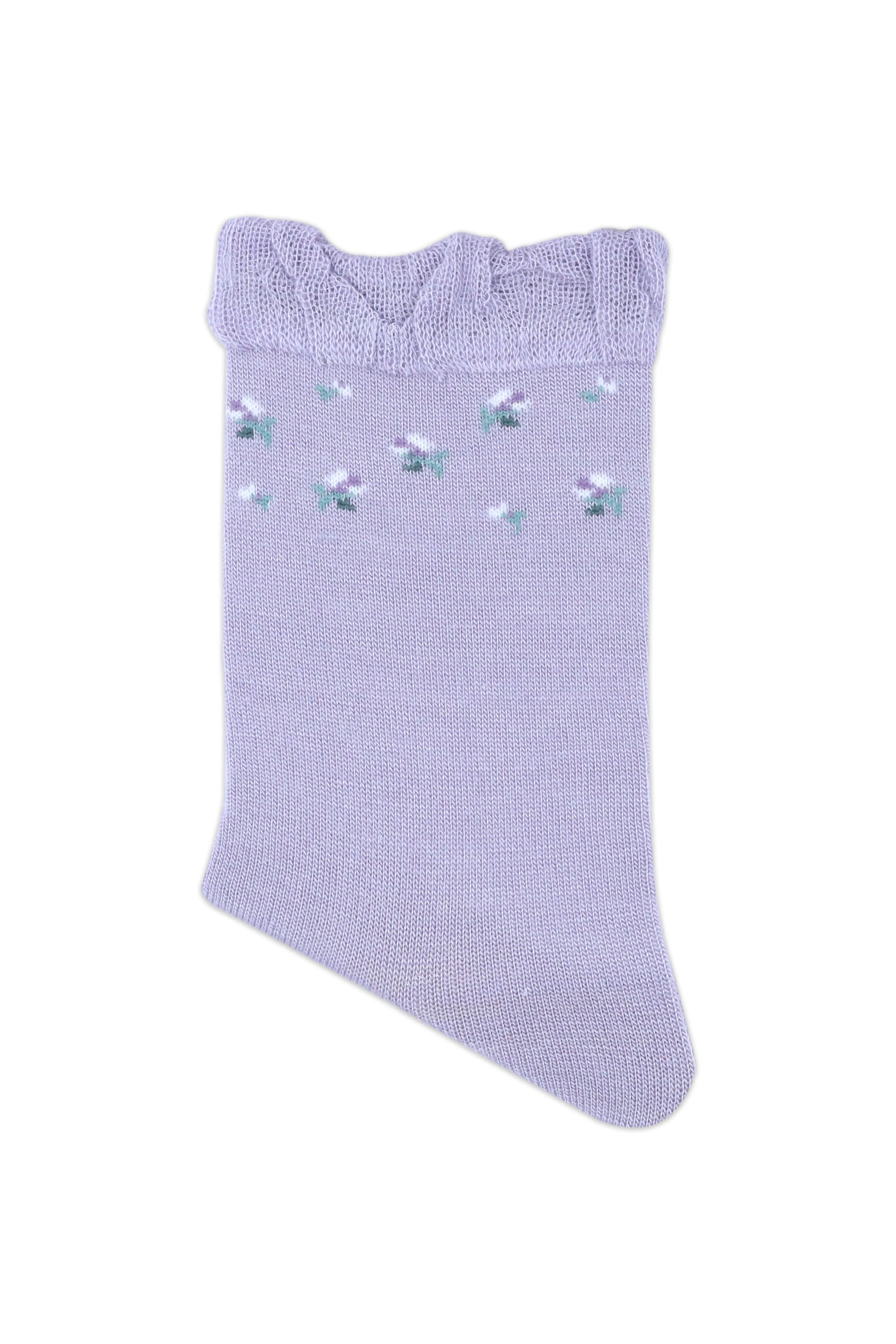 Balenzia Women's Floral design Woolen high ankle Socks- Blue,Pink,Purple-(Pack of 3 Pairs/1U)