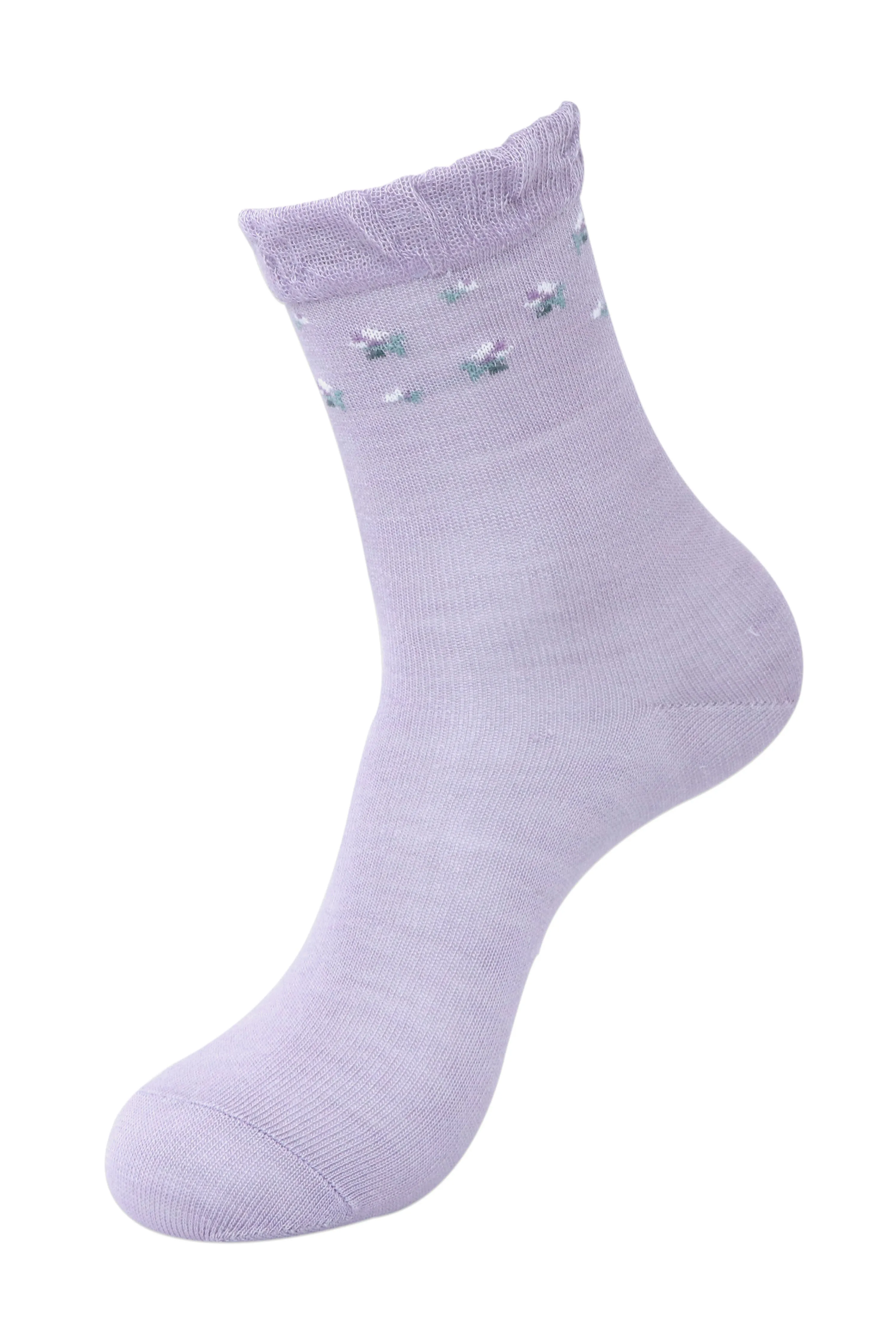 Balenzia Women's Floral design Woolen high ankle Socks- Blue,Pink,Purple-(Pack of 3 Pairs/1U)