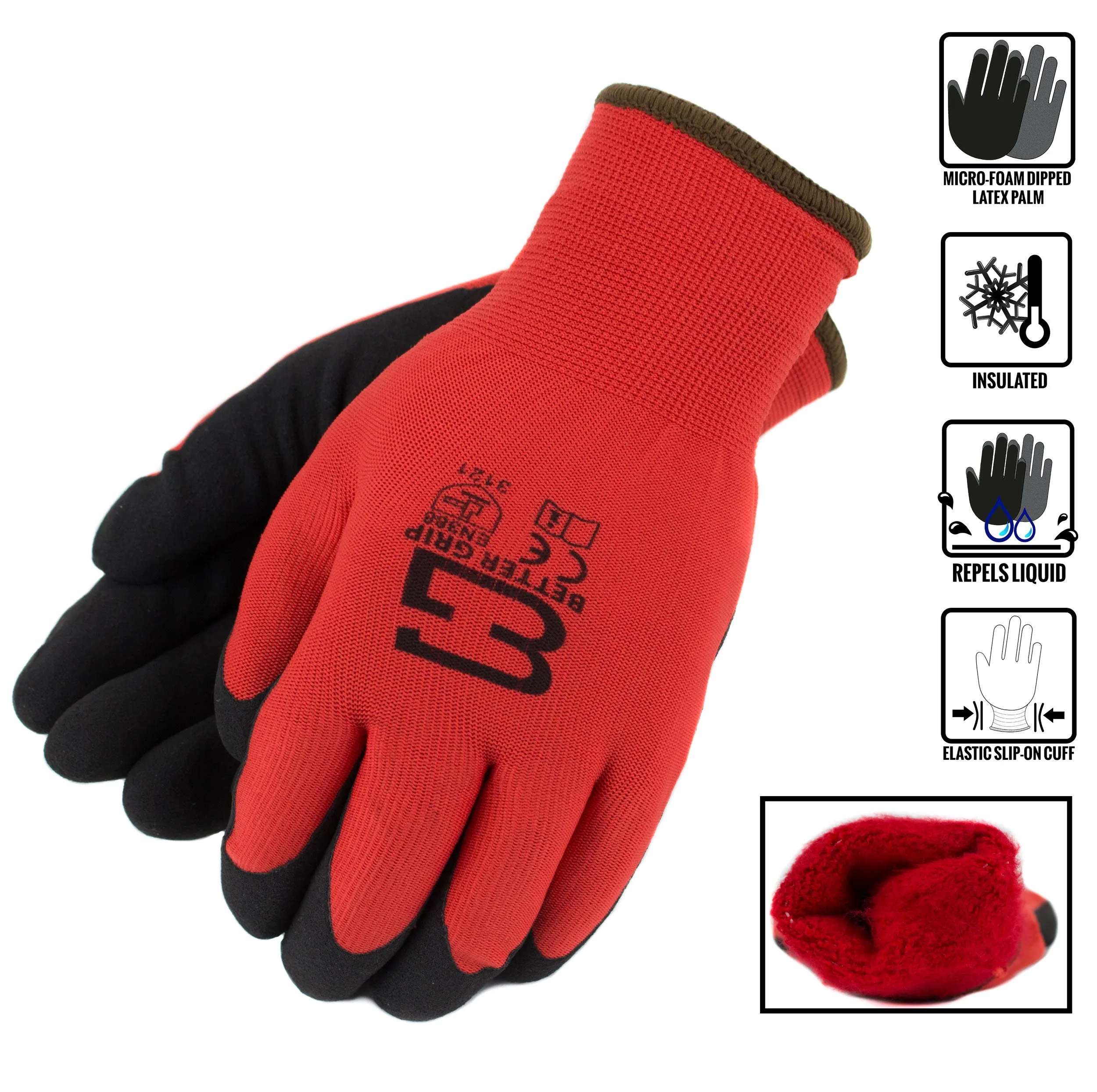 Better Grip® Double Lining Rubber Coated Gloves - BGWANS-RD