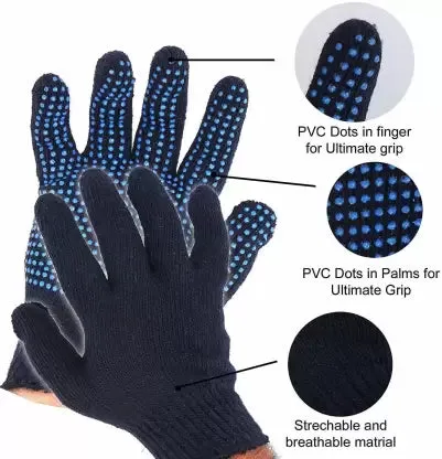 Blue Cotton Knitted Hand Gloves