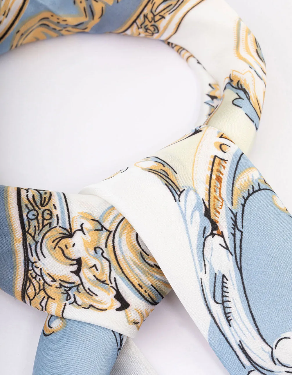 Blue Fabric Regal Printed Scarf