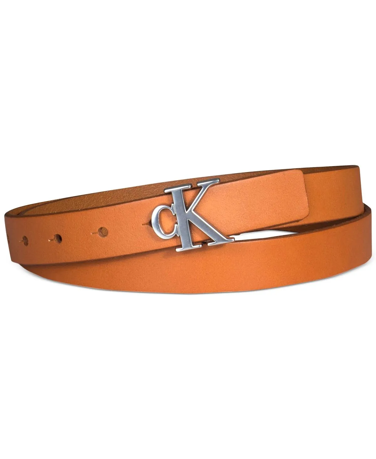 Calvin Klein Women's ck Monogram Buckle Slim Belt