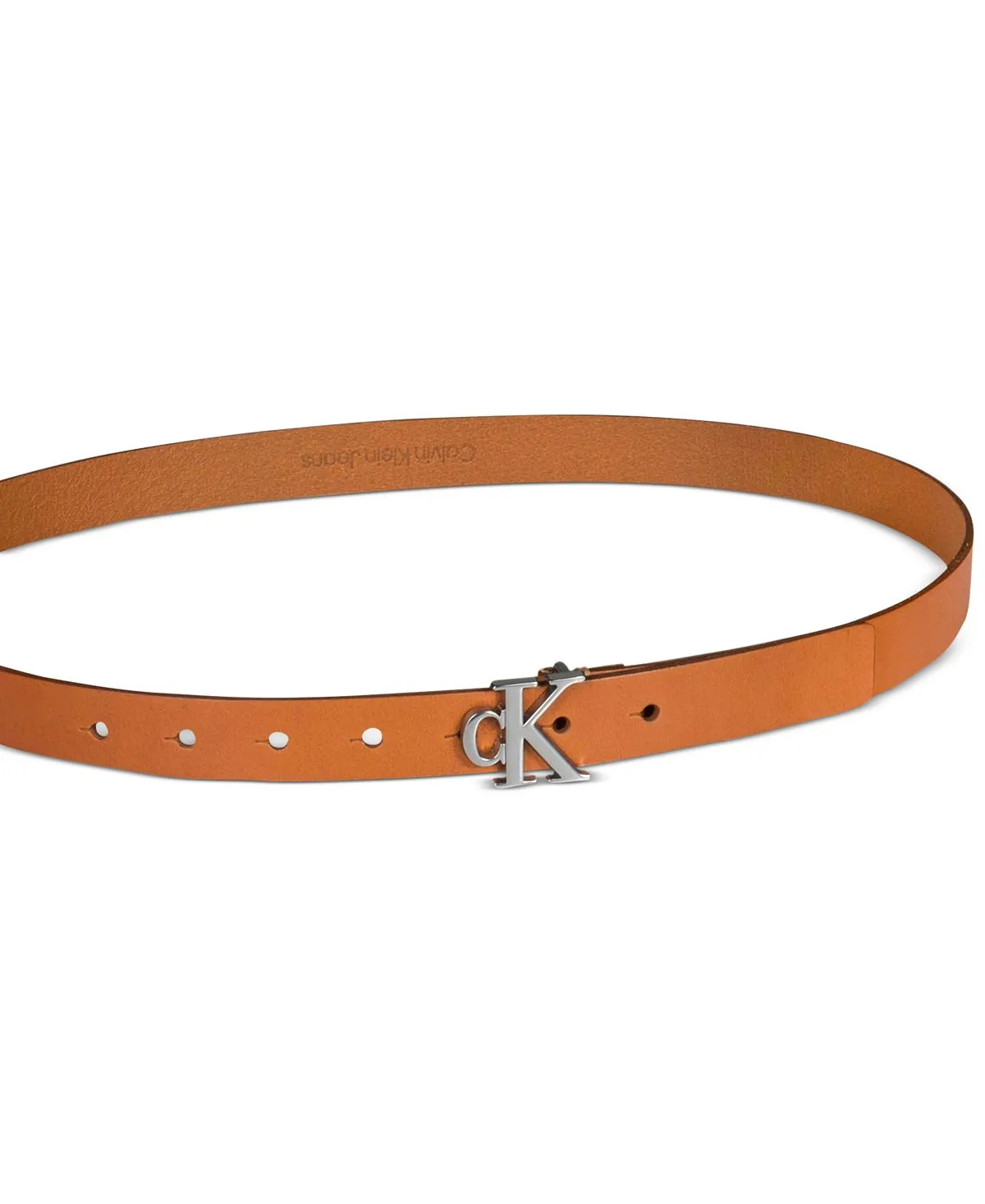 Calvin Klein Women's ck Monogram Buckle Slim Belt