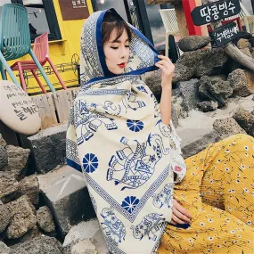 Chinese style fashion printed silk fabric charming texture high-grade temperament spring and autumn simple fashion ladies scarf