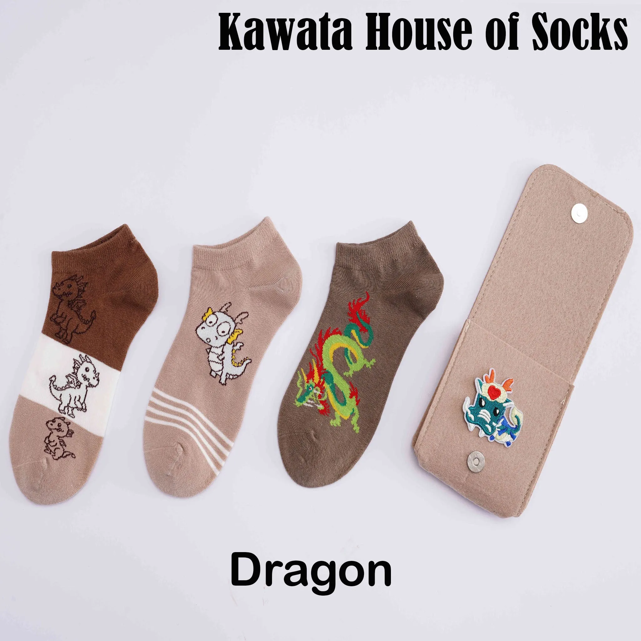 Chinese Zodiac 3 Pairs Ankle Socks with Pocket Compartment