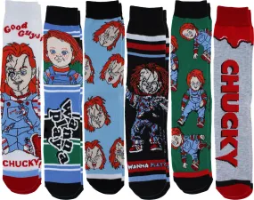 Chucky Wanna Play? Men's Casual Crew Socks, 6-Pack, Size 8-12