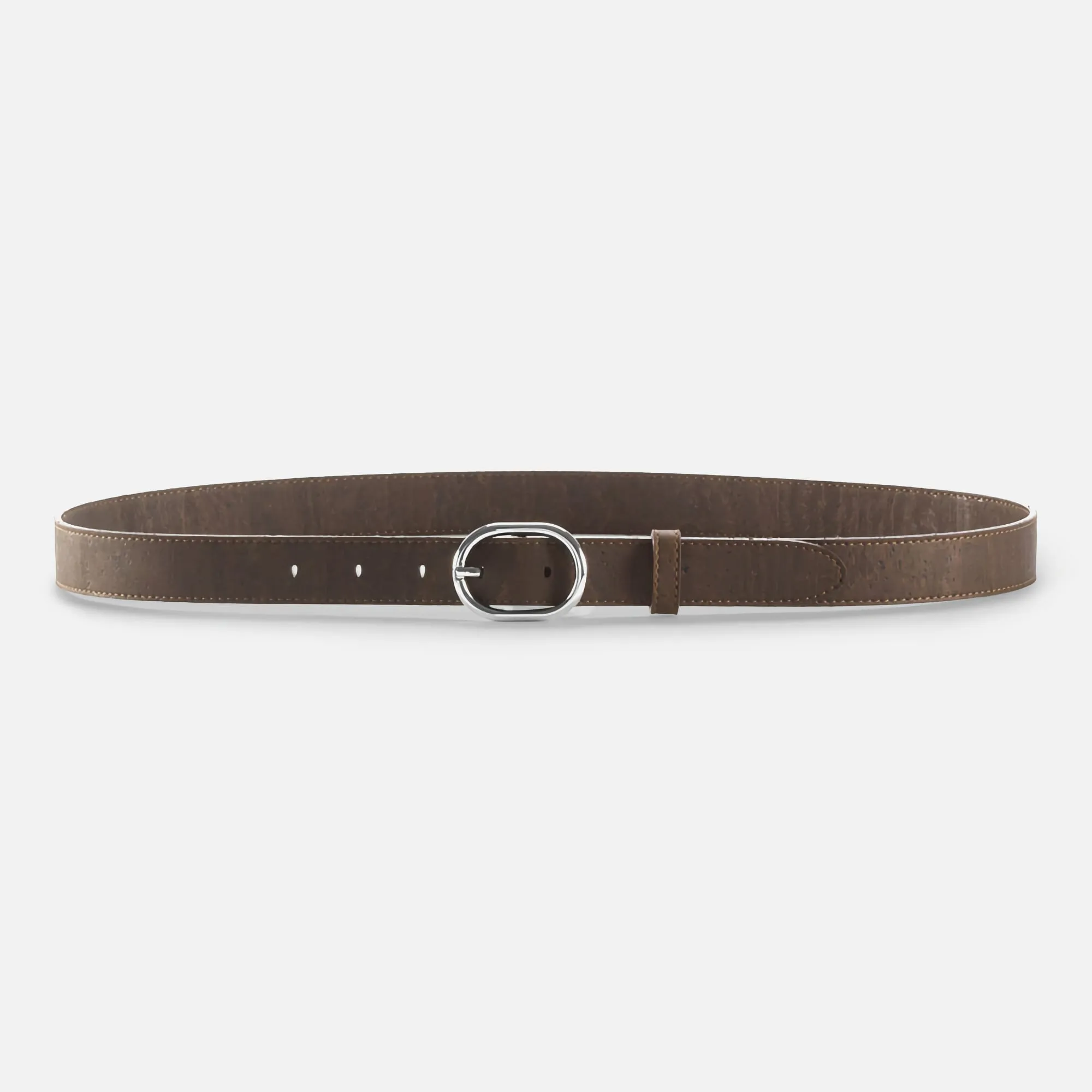 Corkor Vegan Cork Women's Belt 25 mm Wide, Dark Brown