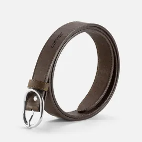 Corkor Vegan Cork Women's Belt 25 mm Wide, Dark Brown