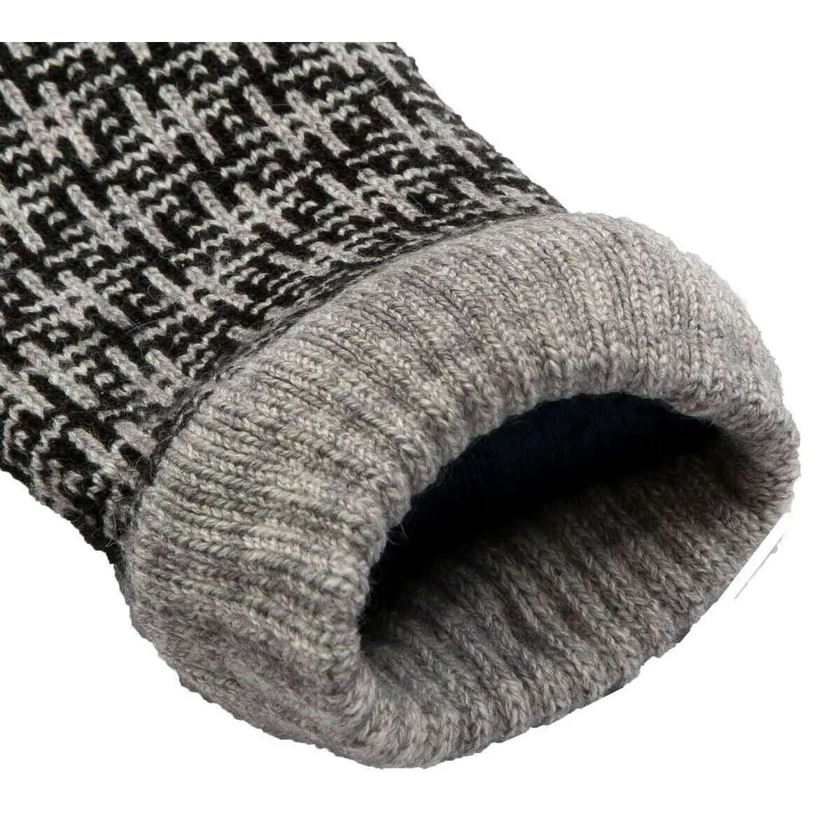 Dents Hashtag Jacquard Knitted Gloves - Black/Dove Grey