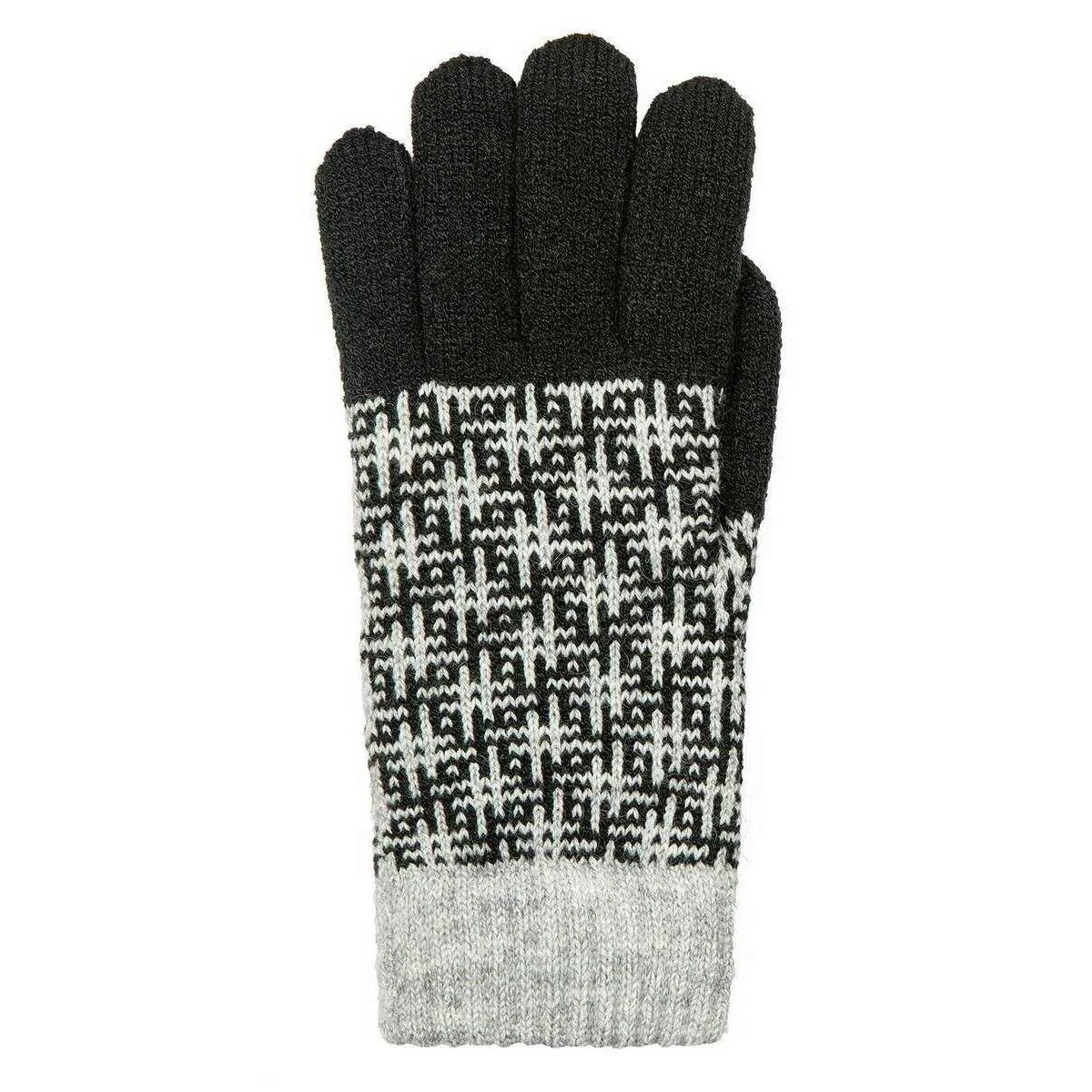 Dents Hashtag Jacquard Knitted Gloves - Black/Dove Grey