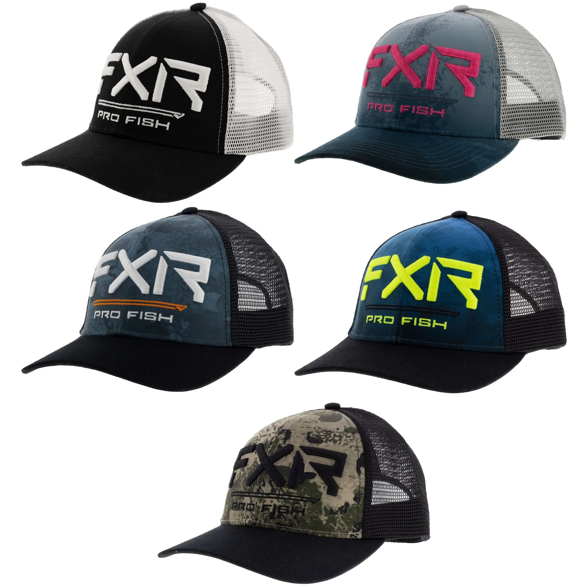 FXR  Pro Fish Hat Cotton Front Nylon Mesh Snap Back Flat Brim Logo