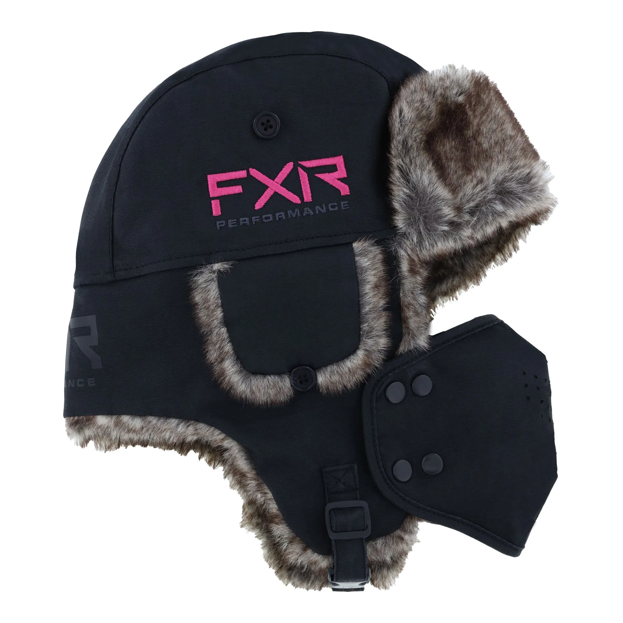 FXR Trapper Hat Black/Electric Pink