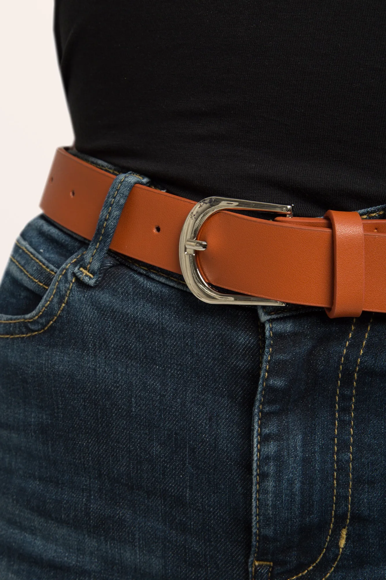 Genuine Leather Jeans Belt - Brown