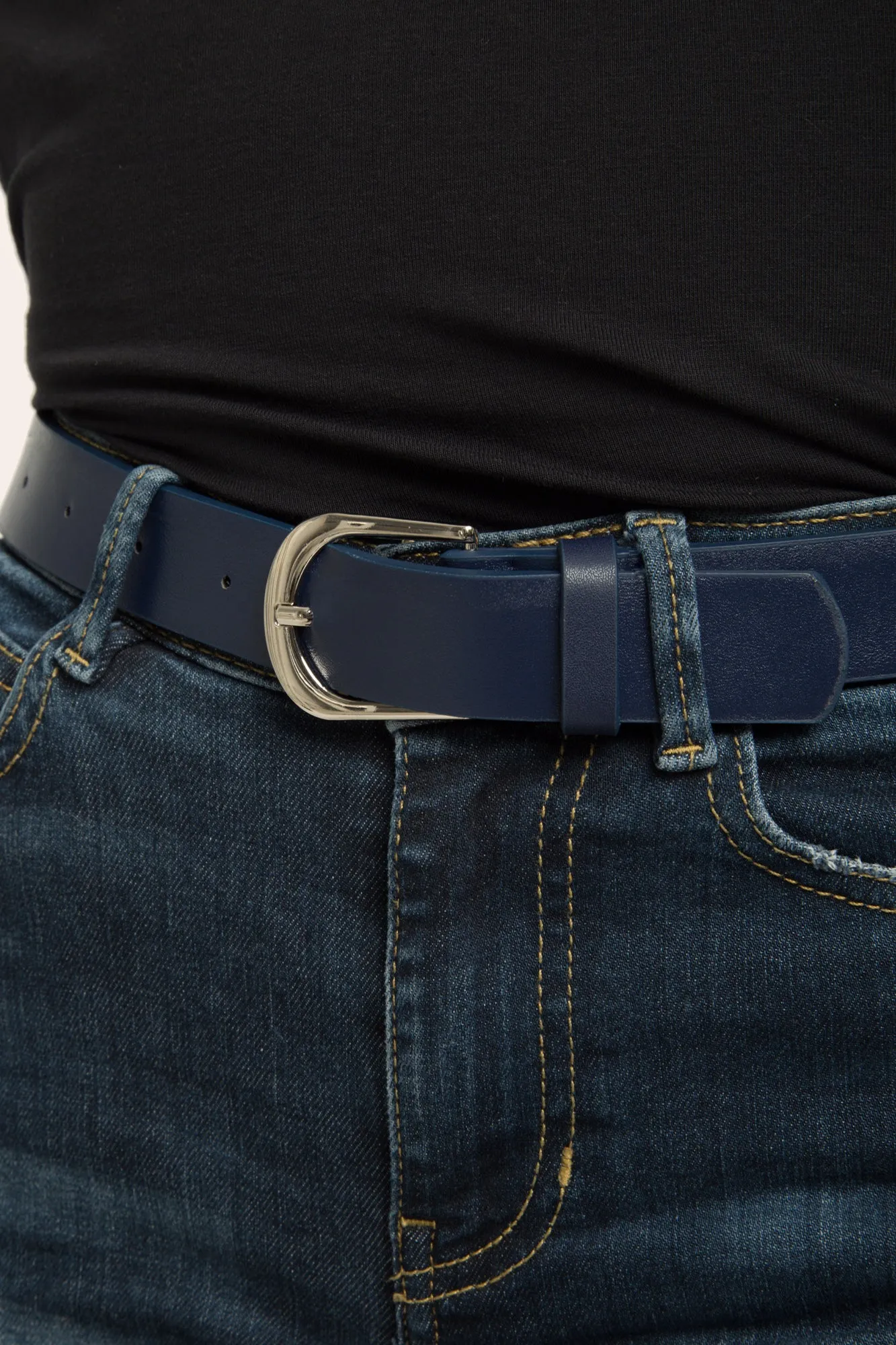 Genuine Leather Jeans Belt - Midnight Blue