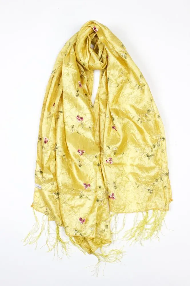 Gold Embroidered Thai Scarf