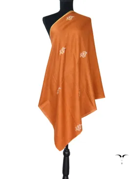 Hand Embroidered Pashmina Stole Rust 5317