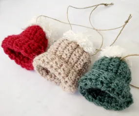 Handmade Holiday Decorations - Pack of 15 Mini Beanie