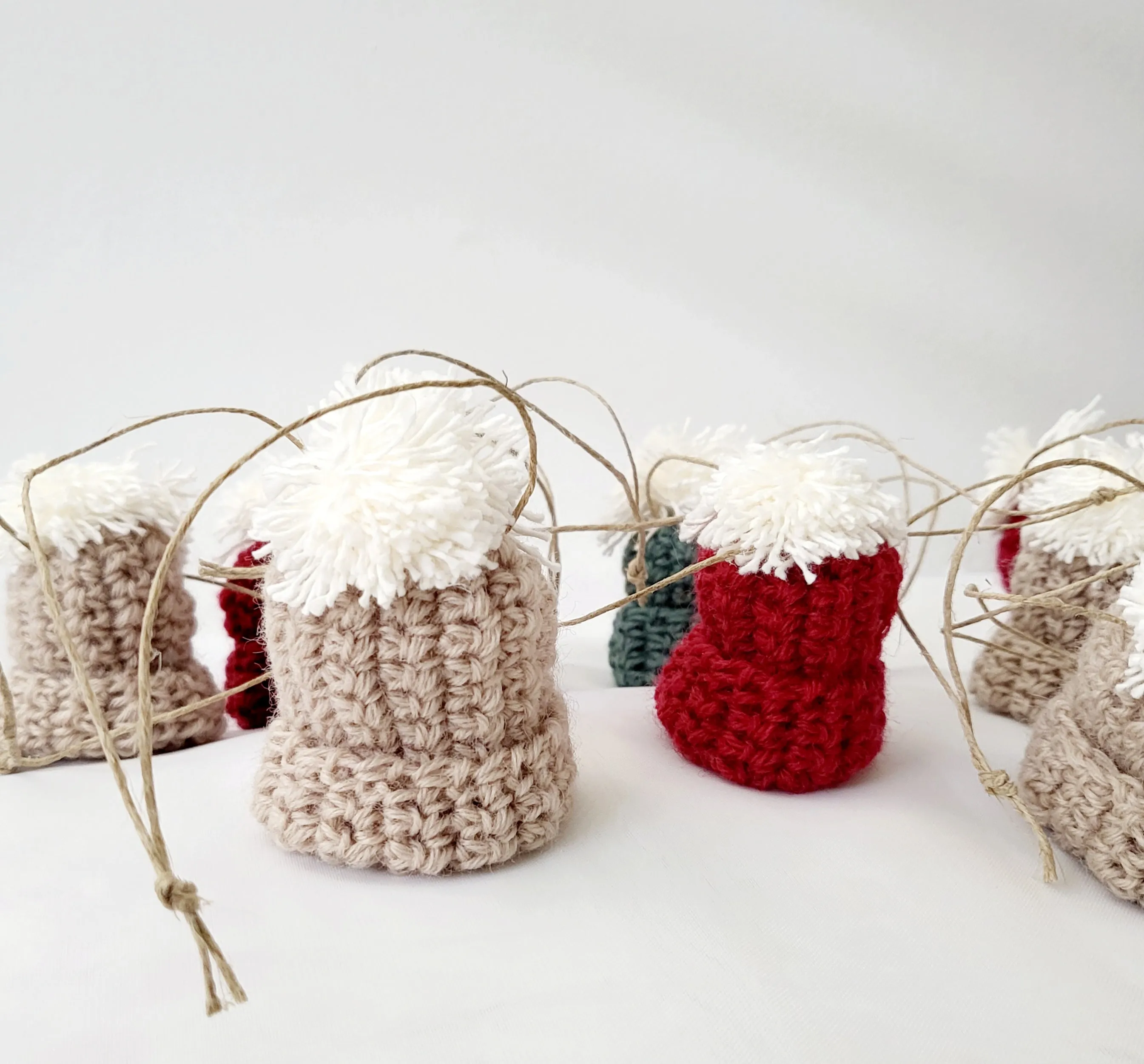 Handmade Holiday Decorations - Pack of 15 Mini Beanie