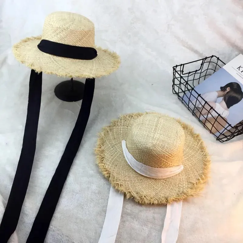 Handmade Weave Raffia Sun Hats For Women Summer Women Outdoors Sunshade Straw Hat Beach Hat Foldable Hat