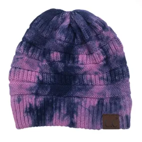 HAT-821 Navy/Pink Tie Dye Beanie