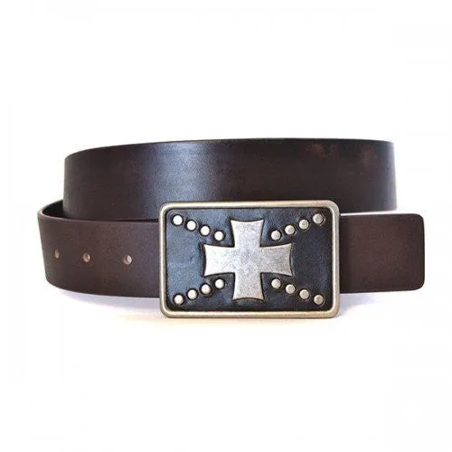 HUGH - Mens Brown Leather Belt