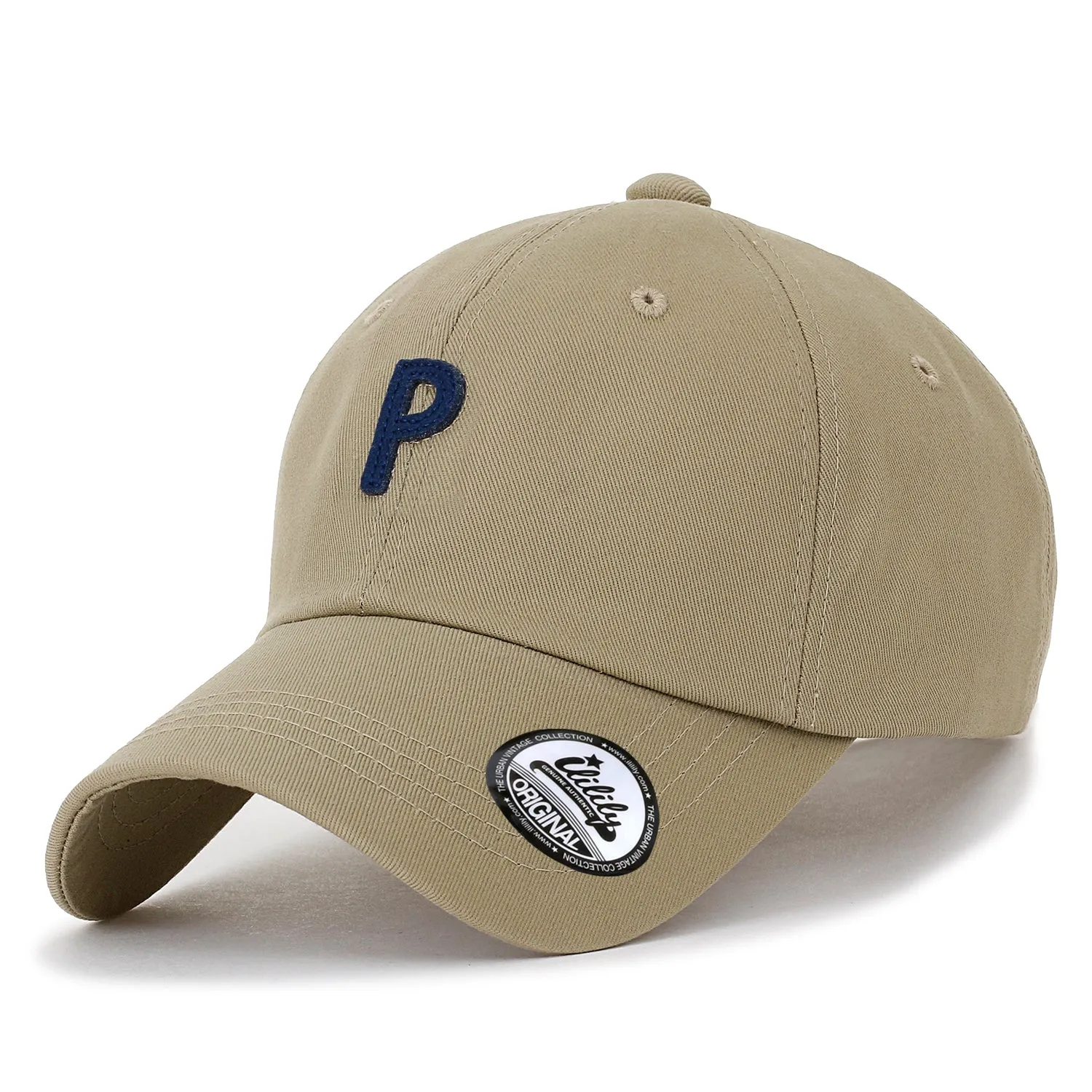 ililily Solid Color P Patch Baseball Cap Strapback Casual Trucker Hat