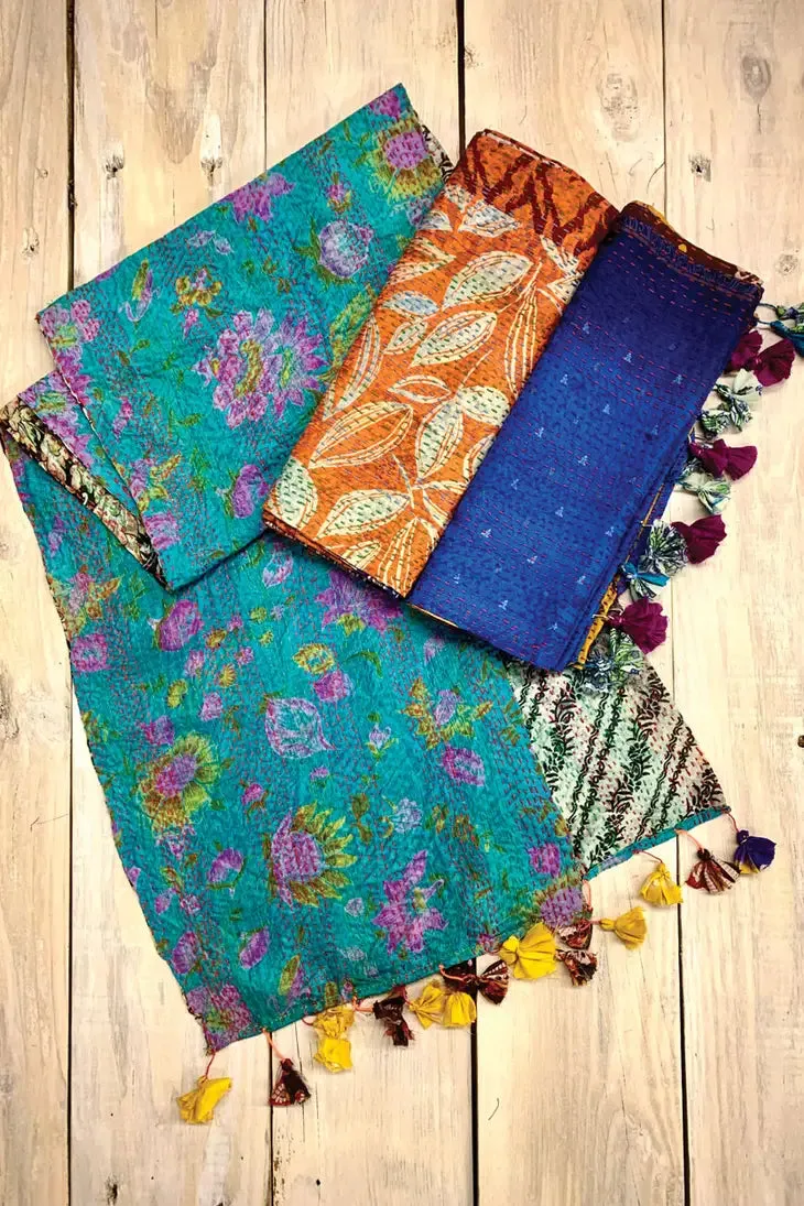 Kantha Silk Sari Scarves