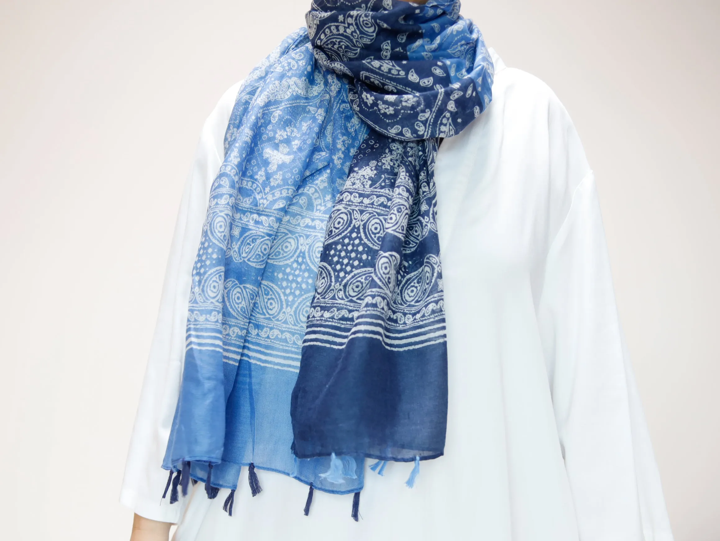 <A19>  PRINTED  Scarf BLUE