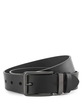 Minimalist Square Pin Buckle Top Grain Leather Belt - Black