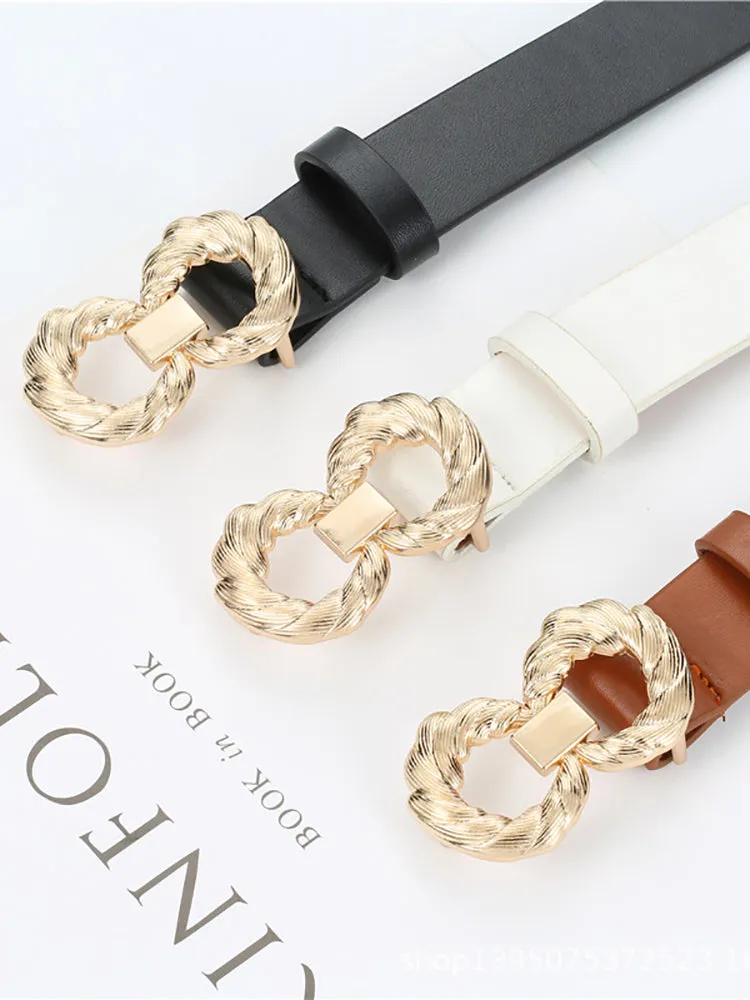 Minimalist Twisted Double Ring Buckle Belts