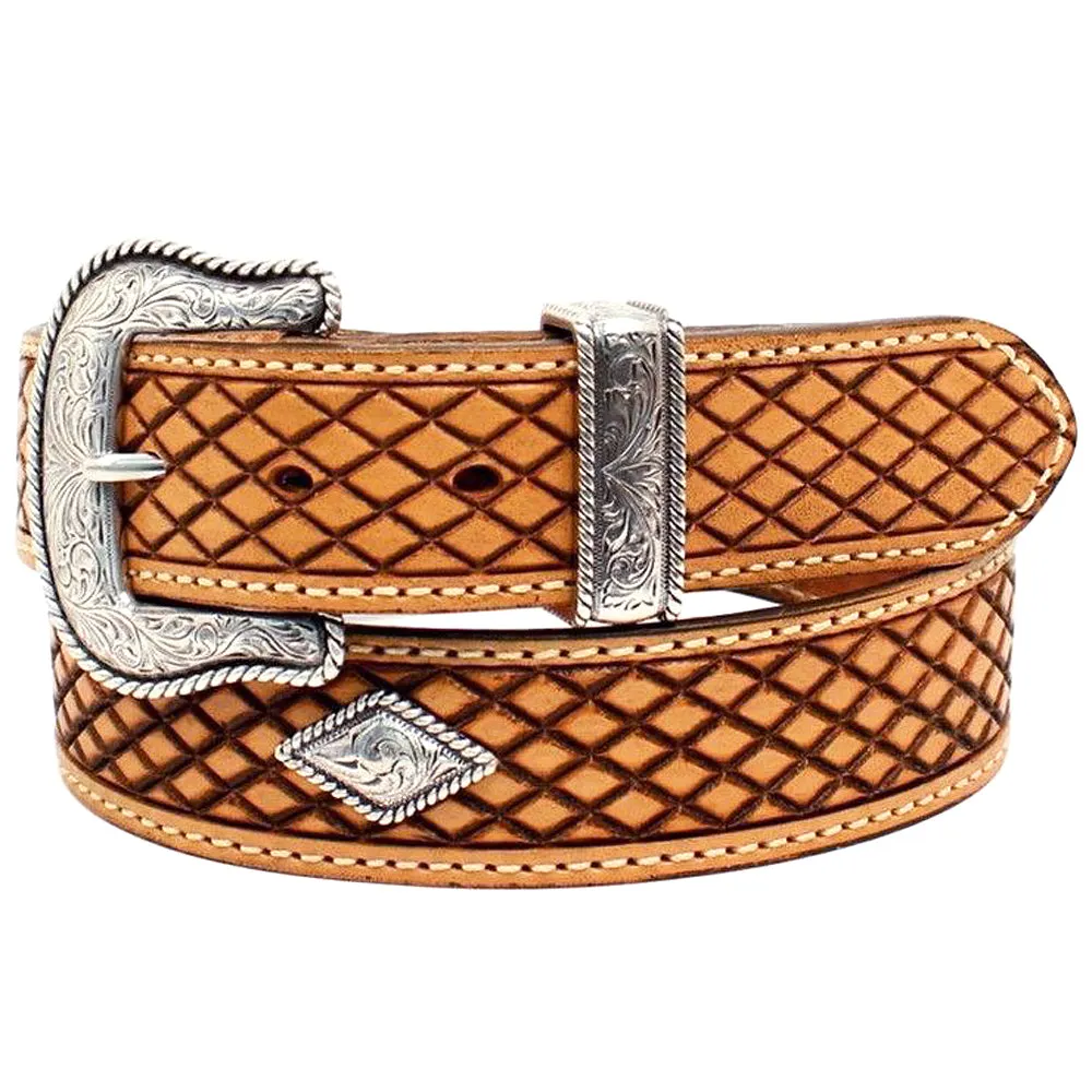 Nocona Men's Basketweave Tooled Belt