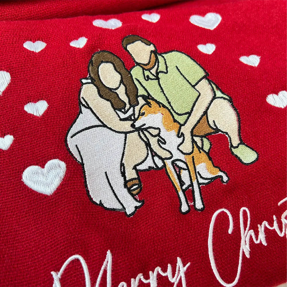 Personalized Photo Embroidered Couple Scarf