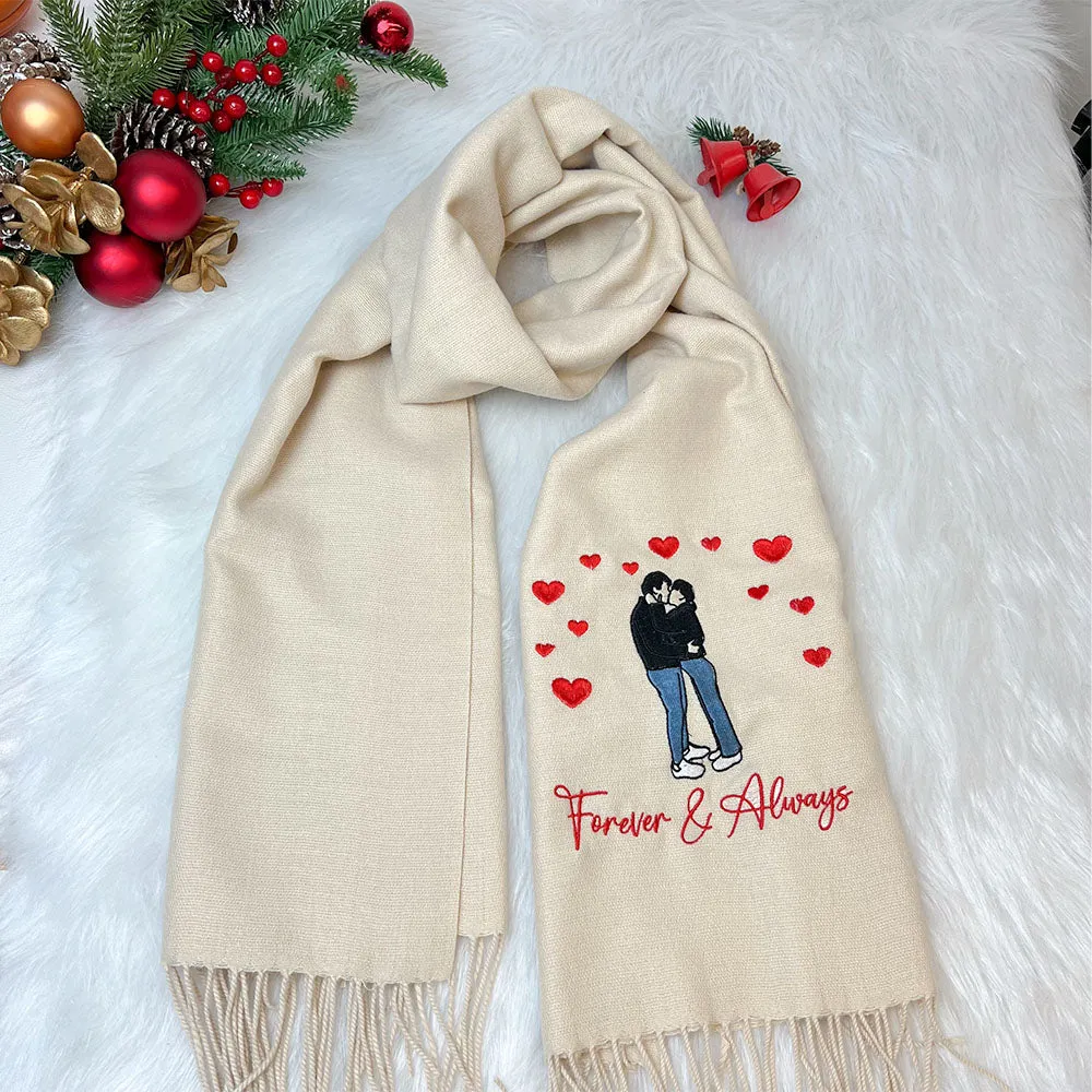 Personalized Photo Embroidered Couple Scarf