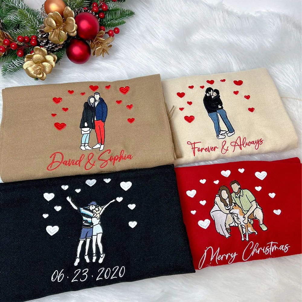 Personalized Photo Embroidered Couple Scarf