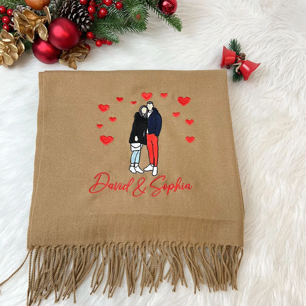 Personalized Photo Embroidered Couple Scarf