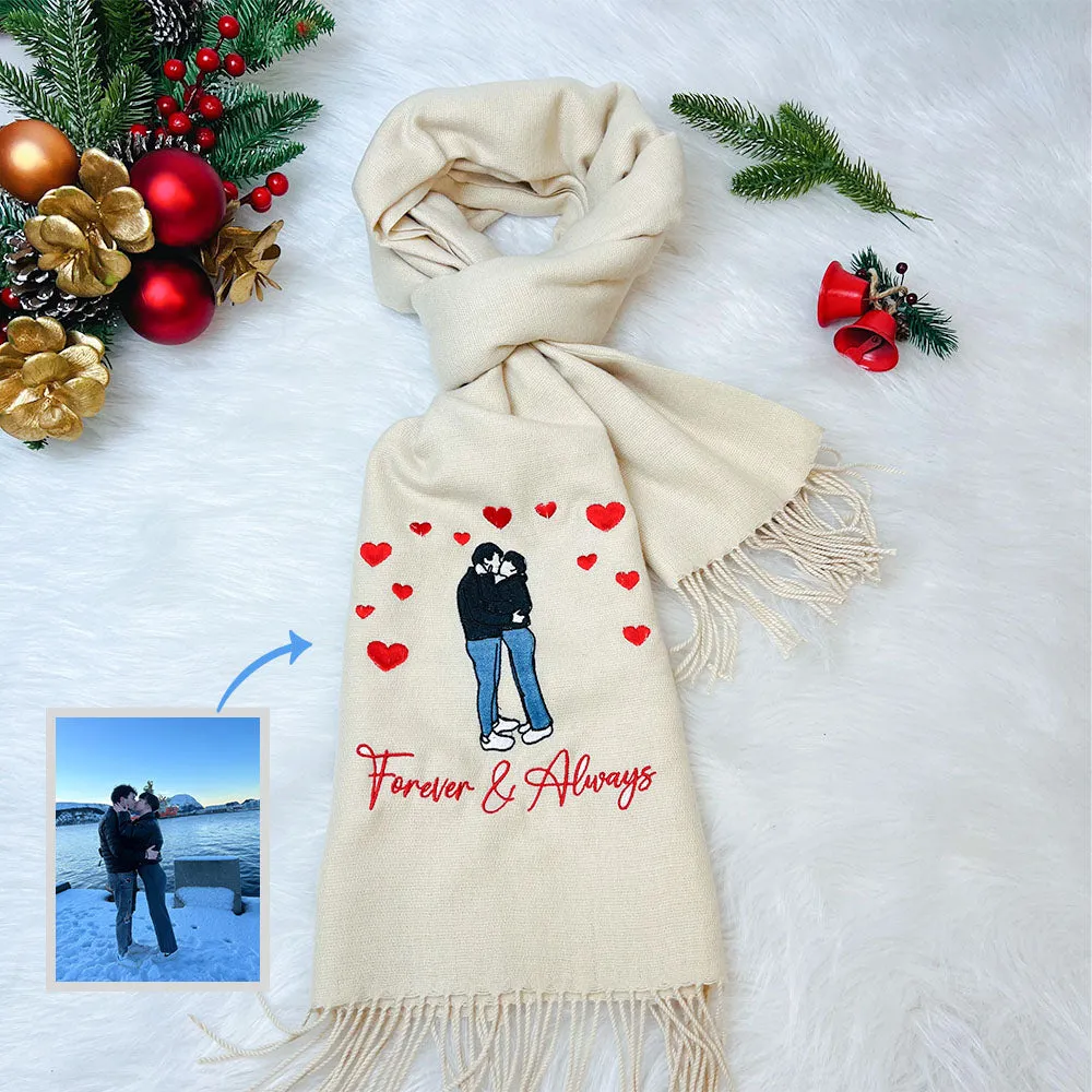 Personalized Photo Embroidered Couple Scarf