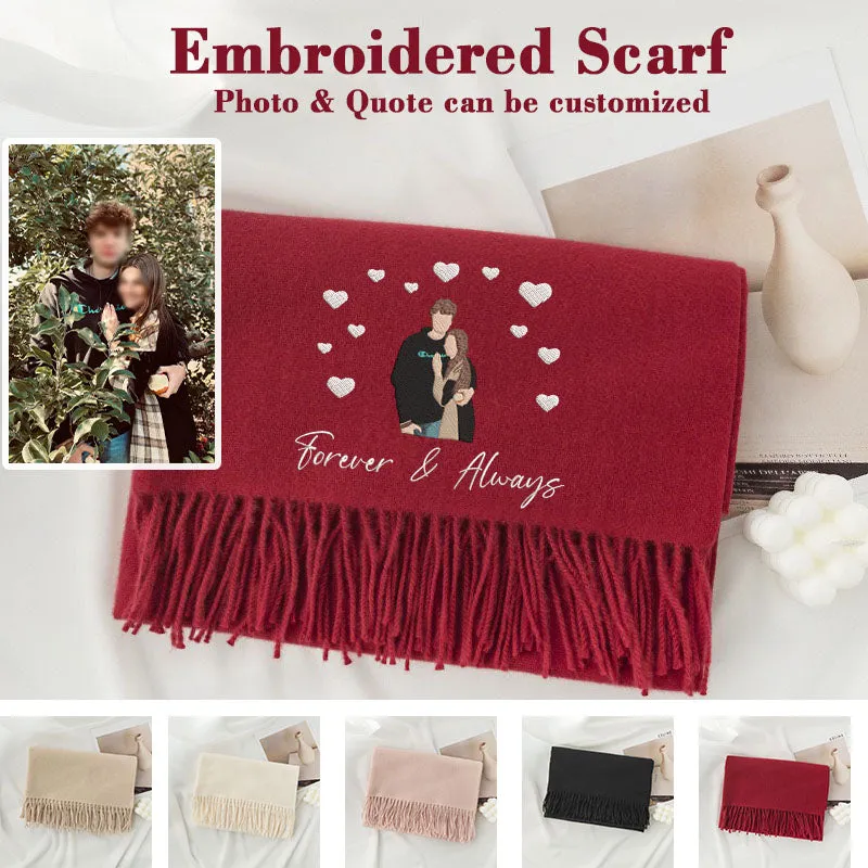 Personalized Photo Embroidered Couple Scarf