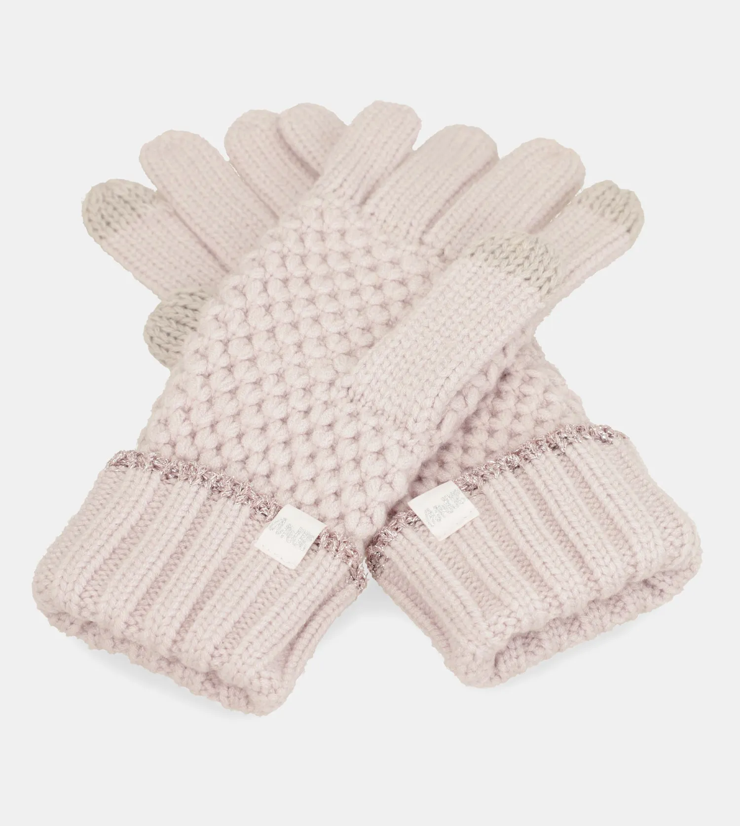 Pink knitted gloves