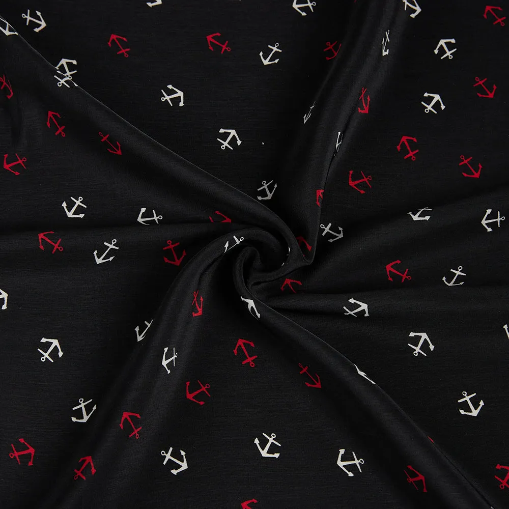 Polyester Anchor Pattern Chiffon Fabric