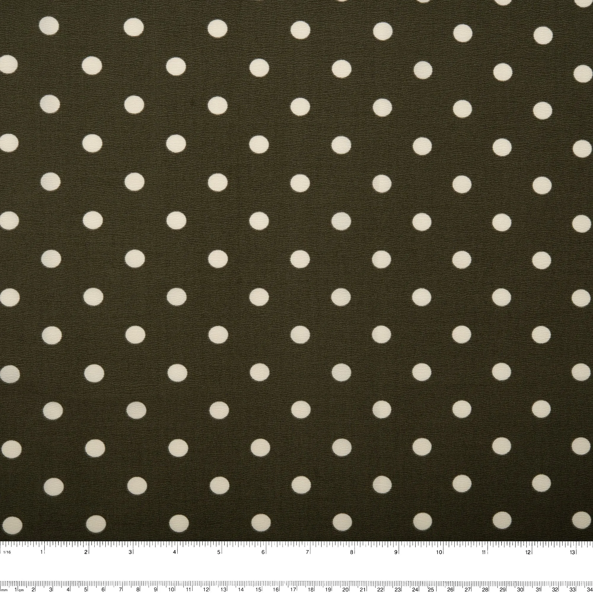 Printed Polyester Crepe - FOLKLORE - Dots - Khaki